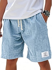 Недорогие Классический-Муж. Шорты Летние шорты Пляжные шорты Повседневные шорты Кулиска Эластичная талия Сплошной цвет Комфорт Длина колена Повседневные на открытом воздухе Уличная одежда Мода Ретро Синий Белый