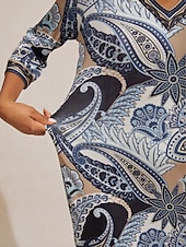 お買い得  バケーションドレス-抽象的なペイズリー柄ニットストレッチフィットマキシドレス