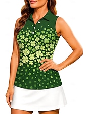  St. Patrick Women's Plants Floral Clover Workout Tank Top Tops Shirt Sport Shirt Sleeveless Sporty UPF50+ UV Resistant Trainer Dancing Breathable Pilates Cheerleader Costumes Volleyball Fold-over