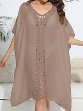 levne Kaftans-Dámské Plavky Přehozy Šaty do vody Sleva až 30% Plavky Vystřižený prázdniny Oblečení na pláž Pevná barva Do V Krátké rukávy Plavky