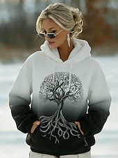 economico Arte &amp; Design Tops-Per donna Felpa con cappuccio Grafico Geometrico Casual Manica Lunga Con Cappuccio Top Regolari Casuale Streetwear Abbigliamento Quotidiano Blu Nero Bianco Viola Verde Primavera Inverno