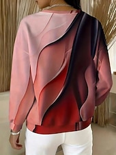 levne Umění a design vrcholy-Dámské Svetrová mikina Grafika Geometrický Abstraktní Na běžné nošení Dlouhý rukáv Tričkový Běžné topy Ležérní ulice Na den Vodní modrá Světle modrá Rubínově červená Fialová Trávová zelená Podzim Zima