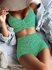 economico Tankini-Tankini 2 Pezzi Costume da Bagno per Donna Arricciato Shorts Controllo Pancia Vita Alta Slim Schiena Nuda Abbigliamento da Spiaggia in Vacanza Grafica Floreale V Collo Senza Maniche Costumi da Bagno