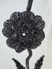 ieftine Rochii de seară în linie A-Rochii formale A-Line cu tren de perie rochii de seară rochie de seară elegantă vintage cu mâneci lungi gât rotund nuntă formal cu flori 3D cristale și broderie