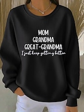 economico Umor e Citazioni Felpe-Per donna Pullover Stampato Grafico Lettera Caldo Classico Casual Manica Lunga Girocollo Top Regolari Casuale Casa Streetwear Nero Bianco Primavera Autunno