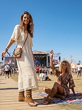 preiswerte Cowboy &amp; Western Stiefel-Braune, lässige Boho-Stiefeletten aus Wildleder mit offener Zehenpartie und Schnallendetail – stylisches Festival-Schuhwerk, perfekt für Musikfestivals und Outdoor-Veranstaltungen