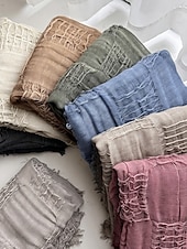 halpa Naisten huivit-Naisten puuvilla-pellavahuivi hapsutetuilla tupsuilla – boheemi tyyli, useita värejä, kevyt ja mukava arkeen ja vapaa-aikaan