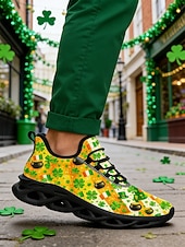  Pánské tenisky na Den svatého Patrika – zelený a květinový design s detaily trojlístku, ideální pro slavnostní oslavy