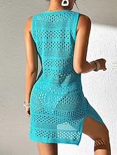 economico Abiti da spiaggia-Copertura costume da bagno da donna abito ritagliato abbigliamento da spiaggia monocromatico scollatura a V senza maniche