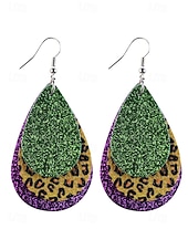 economico Accessori-WooHoo Orecchini di pelle da donna per Mardi Gras – Colorati luccicanti regolabili con design multi-stile – Perfetti per Carnevale e accessori per costumi da ballo mascherato