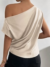 economico Bluse Eleganti-Per donna Camicia Elegant Top in raso Blusa Senza schiena Semplice Vintage Elegante Senza Maniche Asimmetrico Top Regolari Quotidiano Ferie Uscire Nero Verde chiaro Verde smeraldo Albicocca Estate