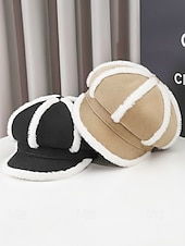 cheap Women's Hats-Women's Thickened Polyester Plaid Hat with Bow Detail, Available in Multiple Colors – Perfect for Fall and Winter Fashion