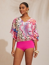 お買い得  ジャンプスーツ-バケーション ペイズリー柄 ストレッチ スプライス シフォン ワンピース水着