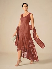 billiga Damsjalar och scarfar-Dam Skjorta Spetsknuten Elegant Rund hals Dagligen Kvällsfest Bröllopsgäst Korallröd Wedgewood Svart Rubinrött Vår, Höst, Vinter, Sommar