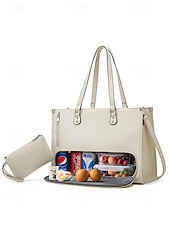 cheap Handbag &amp; Totes-Women's Faux Leather Tote Bag with Adjustable Shoulder Strap, Large Capacity, Waterproof, Multiple Colors - Perfect for Weekend Getaways and Daily Commute