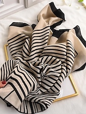 economico Sciarpe da donna-sciarpa a righe in cotone e lino da donna: materiale morbido e leggero, disponibile in più colori, perfetta per outfit casual e invernali