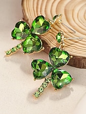  Pendientes de aleación para mujer con diseño de trébol de cristal verde, perfectos para el día de San Patricio y fiestas cotidianas, elegantes y festivos.