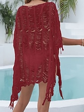 رخيصةأون قفطان-نسائي ملابس السباحة تغطية الجسم فستان السباحة ملابس السباحة مقصوص هامش العطلة ملابس الشاطئ لون الصلبة دون الكتف كم قصير بدلة سباحة