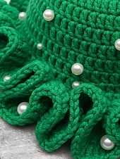 abordables Accesorios-Gorro de punto con trébol y perlas para mujer, varios colores, perfecto para el Día de San Patricio, Carnaval y uso diario.