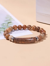 abordables Fête de la Saint-Patrick-Bracelet pour homme en pierre naturelle, perles multicolores avec détails raffinés, idéal pour la Saint-Patrick et au quotidien, élégant et unique.