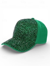 abordables Accessoires-Casquette unisexe ornée de strass, en polyester, décoration scintillante, disponible en plusieurs couleurs, idéale pour la Saint-Patrick, le carnaval et au quotidien.