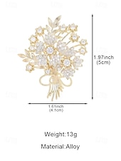 levne Svatba ACC-Dámská brož z imitace diamantů ze slitiny – elegantní květinový vzor ve zlaté a stříbrné barvě, ideální pro svatby a zvláštní příležitosti