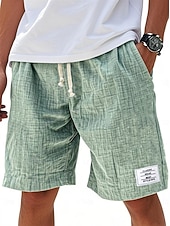 Недорогие Классический-Муж. Шорты Летние шорты Пляжные шорты Повседневные шорты Кулиска Эластичная талия Сплошной цвет Комфорт Длина колена Повседневные на открытом воздухе Уличная одежда Мода Ретро Синий Белый