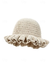 お買い得  アクセサリー-女性用クロシェラッフルバケットマルディグラハット – カーニバル、コスチュームパーティー、ボヘミアンシックスタイル用の多色レインボーニットフェスティバルキャップ