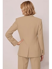 abordables Trajes de Mujer-Mujer Trajes de 3 piezas Coordinados Oficina Trabajo Formal Tejido elástico Elegante Vintage Sencillo Sin Mangas Manga Larga Muesca Cuello halter Recto 1 botón