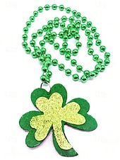  Colier acrilic pentru femei cu trifoi și pălării, modele multiple, mărgele verzi, perfect pentru sărbători, accesorii de petrecere