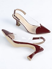preiswerte Hochzeitsgast-Silberne, transparente Slingback-Pumps für Damen, spitze Zehenpartie, mittelhoher Absatz, moderne, elegante Schuhe für Hochzeitsgäste bei Hochzeiten in der Stadt