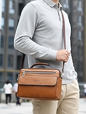 economico Borselli da uomo-borsa a tracolla da uomo in similpelle, multitasche, grande capacità, elegante tracolla, disponibile in più colori