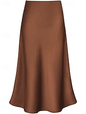 abordables Faldas Formales-Mujer Elegante Moda Maxi Alta cintura Faldas Plano Frunce Rígido Diario Calle Negro Champaña Verde Ejército Verde Trébol Verano