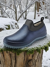  Damskie, zielone, wodoodporne, wsuwane buty zimowe z ciepłą, polarową podszewką – wytrzymałe, antypoślizgowe buty do ogrodu i chodzenia na świeżym powietrzu