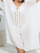 levne Kaftans-Dámské Plavky Přehozy Šaty do vody Sleva až 30% Plavky Vystřižený prázdniny Oblečení na pláž Pevná barva Do V Krátké rukávy Plavky