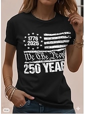  Onafhankelijkheidsdag Amerikaanse verjaardag Patriottische dames T-shirt Grafisch Vlag Vintage Stijlvol Klassiek Korte Mouw Ronde Hals Dagelijks Weekend Print Blauw Zomer Lente herfst