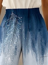 economico Pantaloni Grafici-Per donna Gamba larga Pantaloni Vacanza Casual Lunghezza intera Vita Alta Floreale Grafico Coulisse Tasca Fascia Elastica Comodo Comodità Traspirabilità Micro-elastico Casuale Quotidiano Vacanza Blu