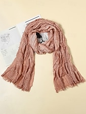 halpa Naisten huivit-Naisten puuvilla-pellavahuivi hapsutetuilla tupsuilla – boheemi tyyli, useita värejä, kevyt ja mukava arkeen ja vapaa-aikaan