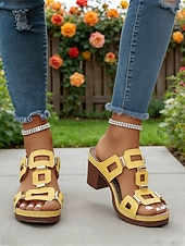 olcso Kényelmes szandálok-Női zöld blokk sarkú, hétköznapi szandál, tartást adó, párnázott talpbetéttel, stabil középsarkú kialakítással mindennapi viseletre, városi sétákra, utazásra és társasági eseményekre.