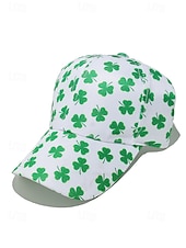 お買い得  アクセサリー-ユニセックスの聖パトリックの日のシャムロックプリントの野球帽、ポリエステルプリント生地、複数のクローバー柄、男性と女性のためのカジュアルな祭りスタイルの帽子、パレード、パーティー、屋外のお祝い用ウェア
