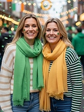 billige Tilbehør-Lett polyesterskjerf for kvinner, flere farger, mykt og tynt, perfekt for St. Patricks dag og hverdagsbruk