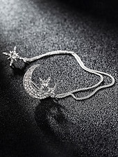 abordables Mariage ACC-Broche pour homme en alliage de faux diamants en forme de lune et d'étoile, disponible en or et en argent, parfaite pour les mariages et les événements formels.