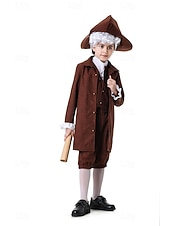 voordelige Outfits-250e jubileum VS Rococo Barok Outfits Lange Mouwen George Washington Koloniaal Onafhankelijkheidsoorlog Kostuum Jongens Carnaval Independence Day 4 juli Kinderen Jas Broeken Kraag