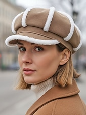 cheap Women's Hats-Women's Thickened Polyester Plaid Hat with Bow Detail, Available in Multiple Colors – Perfect for Fall and Winter Fashion