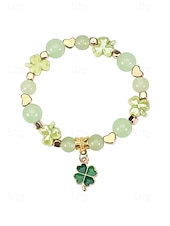  Dámský náramek s přívěsky ke Dni svatého Patrika, přívěsek se zeleným trojlístkem, korálkový design v různých stylech, slitina a umělé krystaly, slavnostní irské párty šperky pro ženy