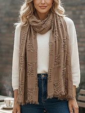 halpa Naisten huivit-Naisten puuvilla-pellavahuivi hapsutetuilla tupsuilla – boheemi tyyli, useita värejä, kevyt ja mukava arkeen ja vapaa-aikaan