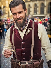 お買い得  アクセサリー-男性用ポリエステルサスペンダー、ヘリンボーンデザイン、ヴィンテージスタイル、ケルンカーニバルとコスチュームに最適