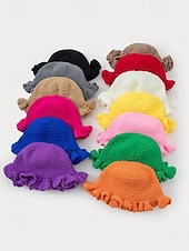 お買い得  アクセサリー-女性用クロシェラッフルバケットマルディグラハット – カーニバル、コスチュームパーティー、ボヘミアンシックスタイル用の多色レインボーニットフェスティバルキャップ