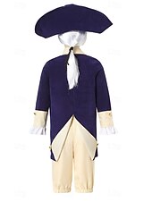 abordables Tenues-250e anniversaire des États-Unis Rococo Baroque Tenues Manches longues George Washington Alexander Hamilton Epoque Coloniale Déguisement Garçons Carnaval Jour de l'indépendance 4 juillet Enfant