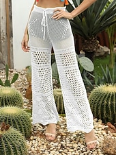 Χαμηλού Κόστους Τυλίξτε Φούστα-Γυναικεία Μαγιό Που καλύπτει Παντελόνι Μαγιό Με κοψίματα Διακοπές Ρούχα παραλίας Συμπαγές Χρώμα Αμάνικο Μαγιό